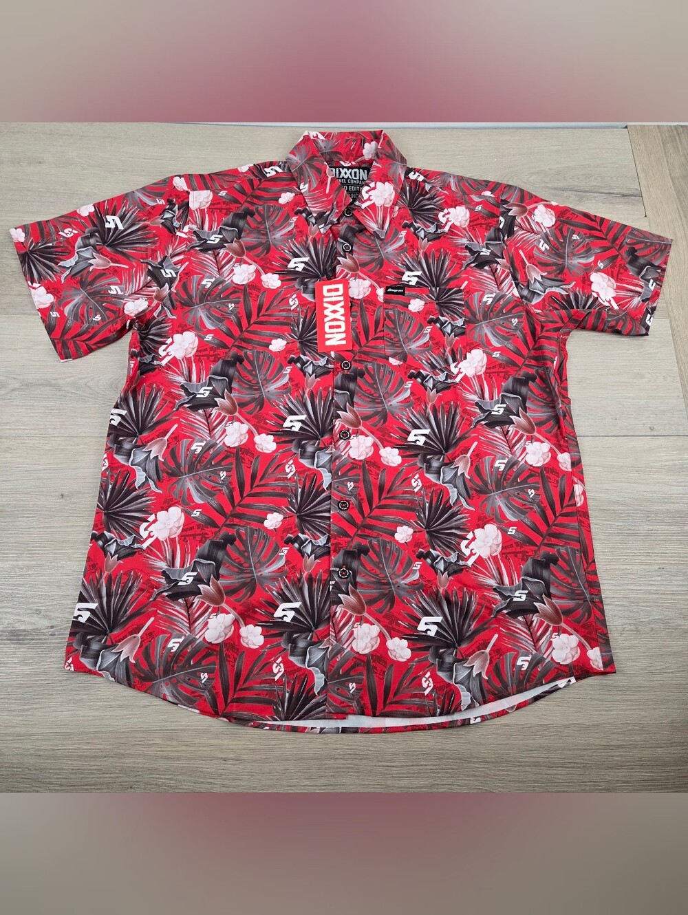 Dixxon Flannel Snap On Hawaiian Shirt Mens XL Red Short Sleeve Limited Edition